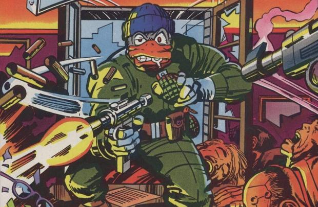 Art for "Destroyer Duck," Steve Gerber's Sonic OC version of Howard the Duck when he made halfass attempts to steal Howard back from Marvel. The art is drawn by Jack Kirby.